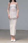 Marc Le Bihan Stretch Pleated Stretch Bandeau Dress or Skirt Collection MLB-25901-BAI White Short Skirt 25900 25901